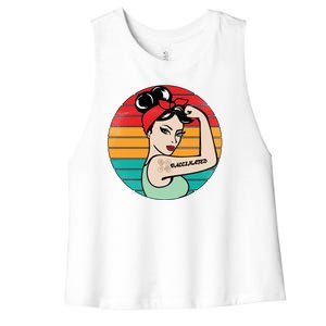 Vaccinated Strong Woman Retro Women's Racerback Cropped Tank