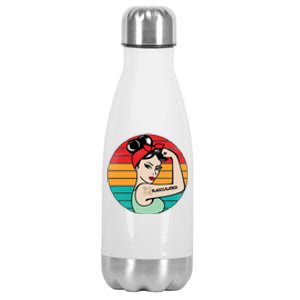 Vaccinated Strong Woman Retro Stainless Steel Insulated Water Bottle