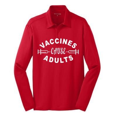 Vaccines Cause Adults Silk Touch Performance Long Sleeve Polo