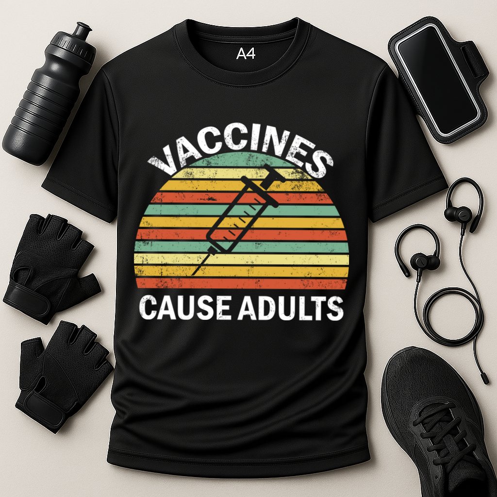 Vaccines Cause Adults Retro Funny Cooling Performance Crew T-Shirt