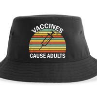 Vaccines Cause Adults Retro Funny Sustainable Bucket Hat