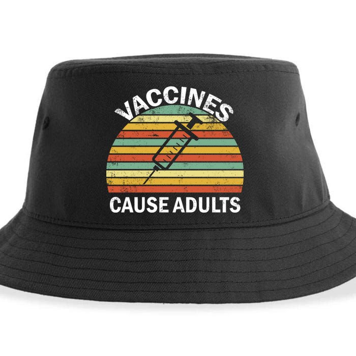 Vaccines Cause Adults Retro Funny Sustainable Bucket Hat