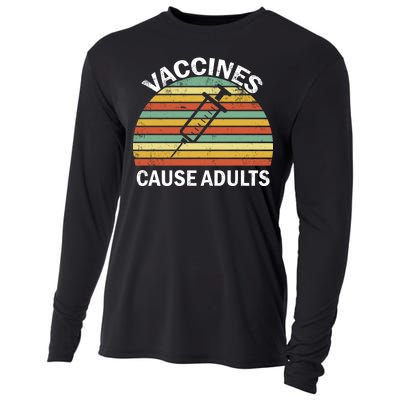 Vaccines Cause Adults Retro Funny Cooling Performance Long Sleeve Crew