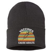 Vaccines Cause Adults Retro Funny Sustainable Knit Beanie