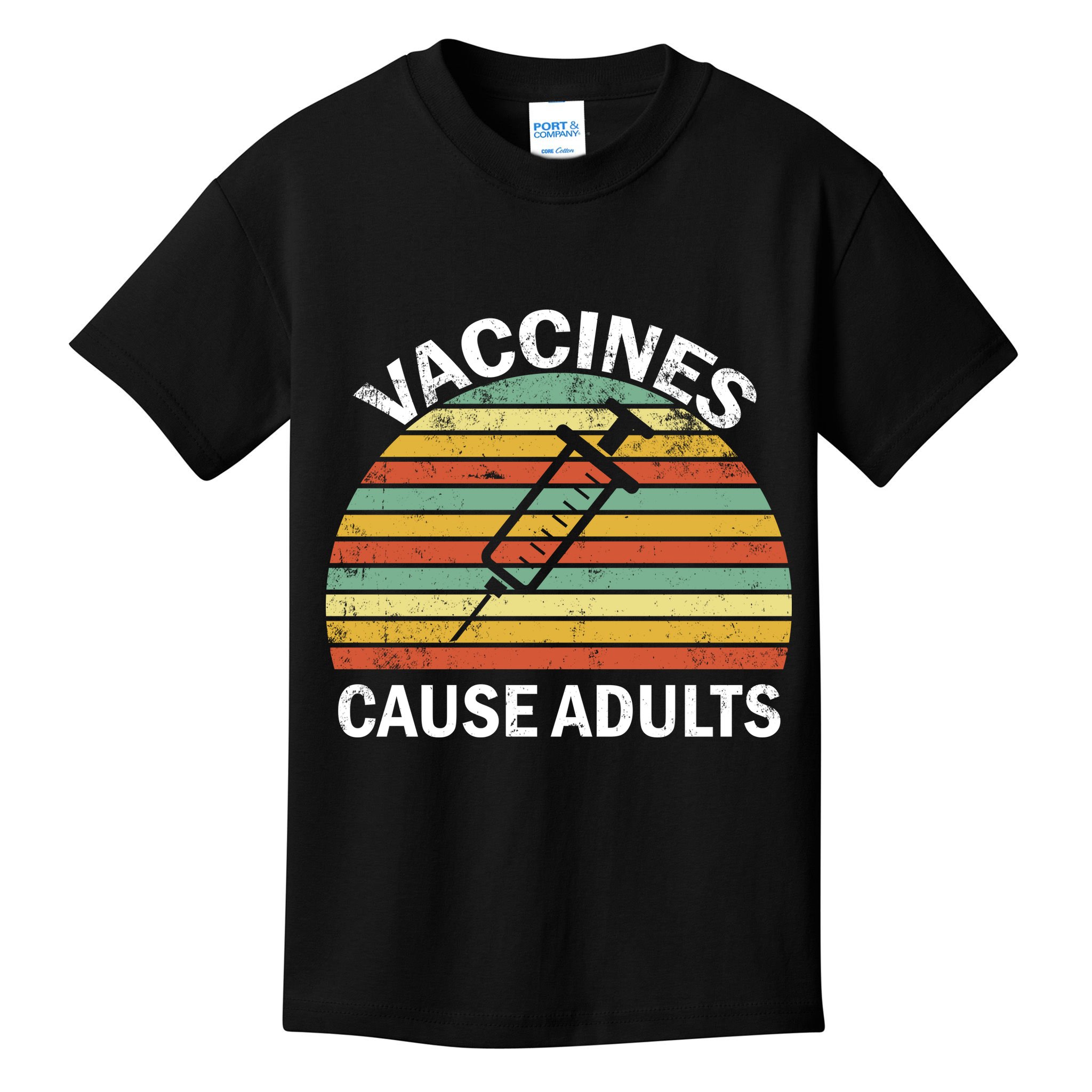 Vaccines Cause Adults Retro Funny Kids T-Shirt