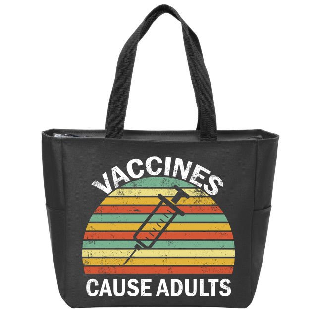 Vaccines Cause Adults Retro Funny Zip Tote Bag