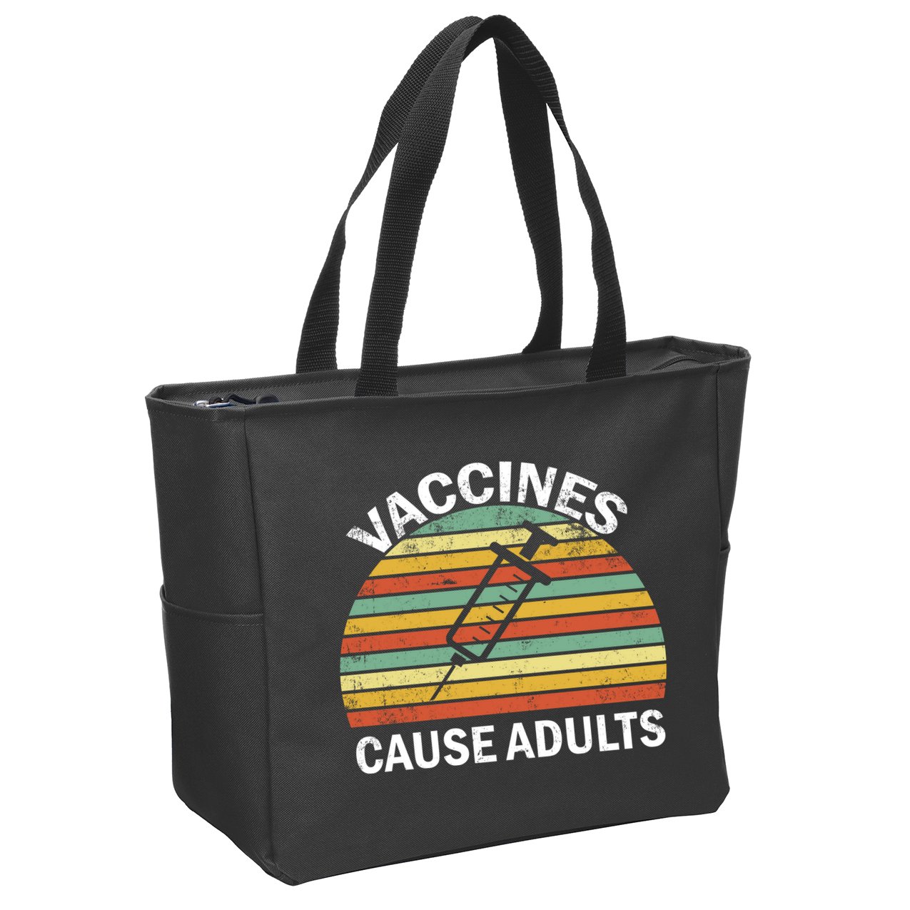 Vaccines Cause Adults Retro Funny Zip Tote Bag