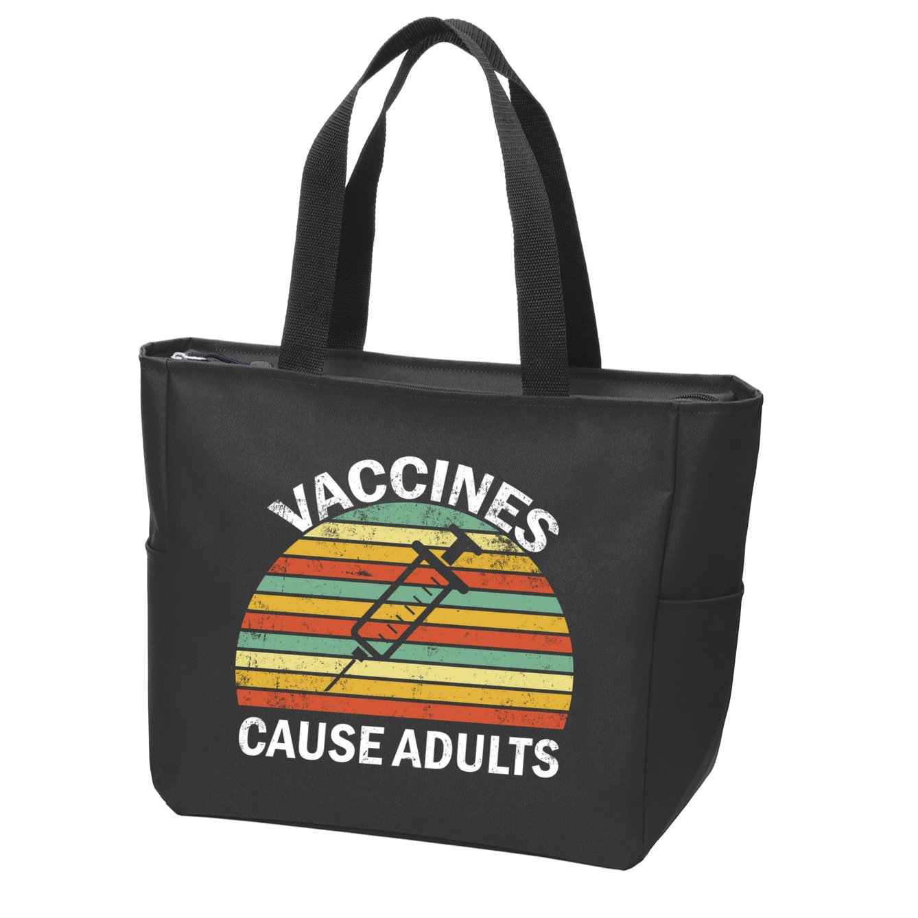 Vaccines Cause Adults Retro Funny Zip Tote Bag