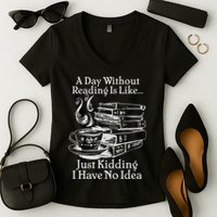Vintage A Day Without Reading Is Like Just Kidding I Have No Idea Women's V-Neck T-Shirt