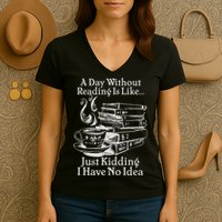 Vintage A Day Without Reading Is Like Just Kidding I Have No Idea Women's V-Neck T-Shirt