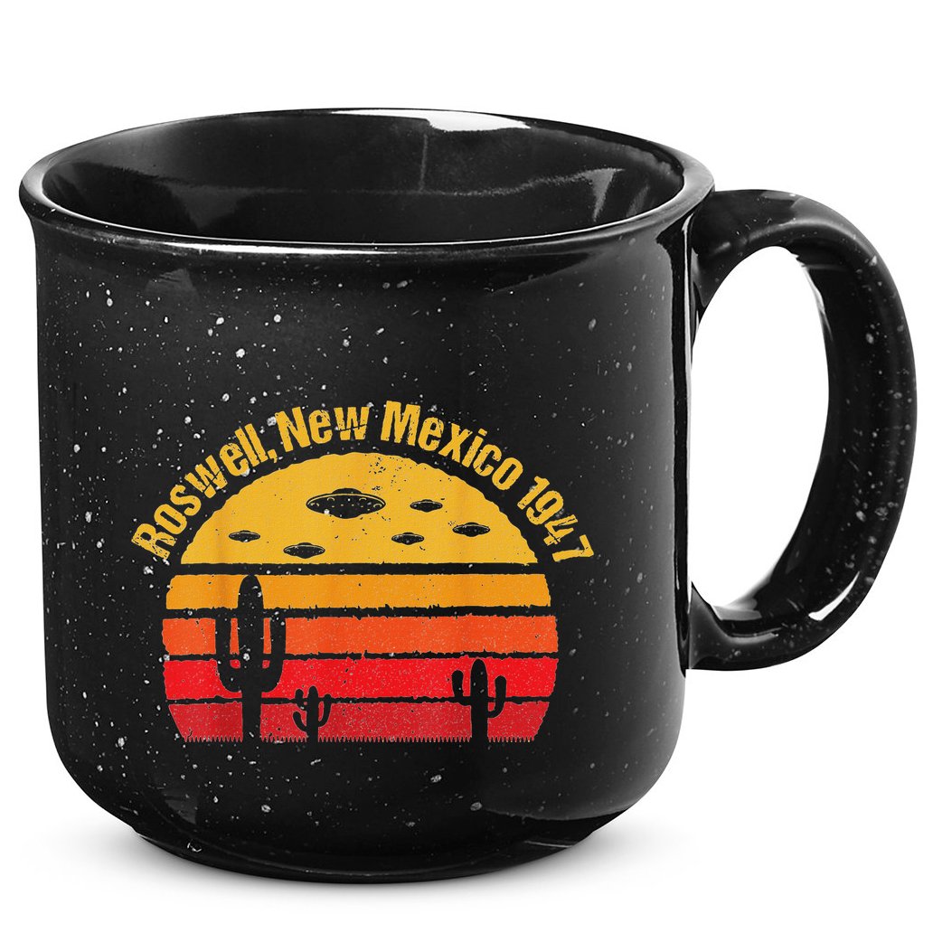 Vintage Alien Distressed Text Roswell New Mexico 1947 15oz Campfire Ceramic Mug