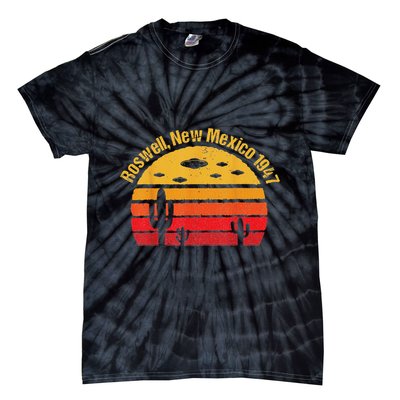 Vintage Alien Distressed Text Roswell New Mexico 1947 Tie-Dye T-Shirt