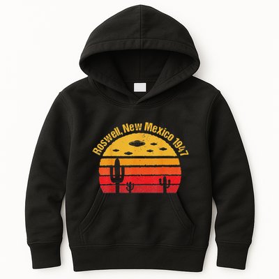 Vintage Alien Distressed Text Roswell New Mexico 1947 Kids Hoodie