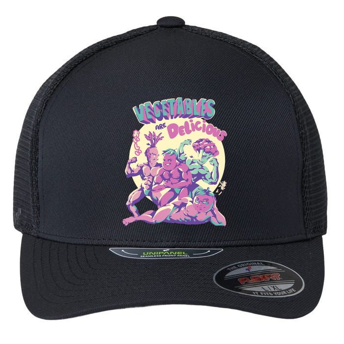 Vegetables Are Delicious Flexfit Unipanel Trucker Cap