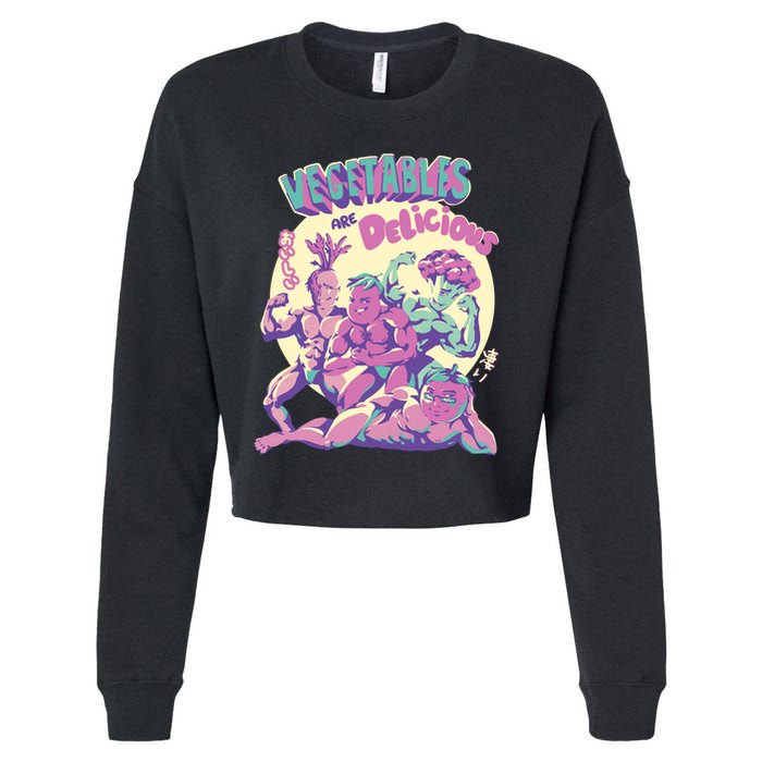 Vegetables Are Delicious Cropped Pullover Crew