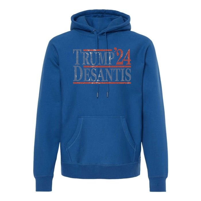 Vintage And Distressed Donald Trump Ron Desantis 2024 Gift Premium Hoodie