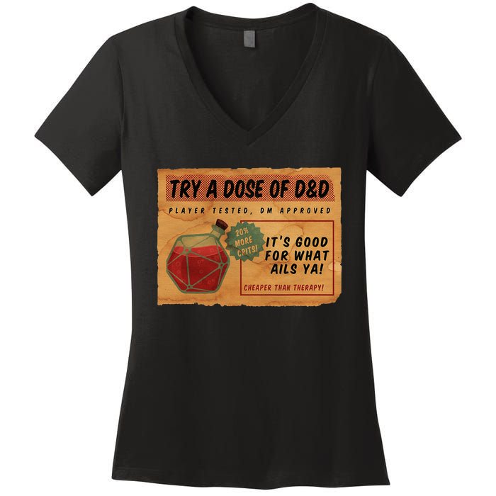 Vintage Ad D20 Healing Potion Women's V-Neck T-Shirt