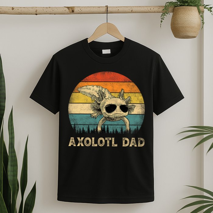 Vintage Axolotl Dad Axolotl Lovers Daddy Father's Day T-Shirt