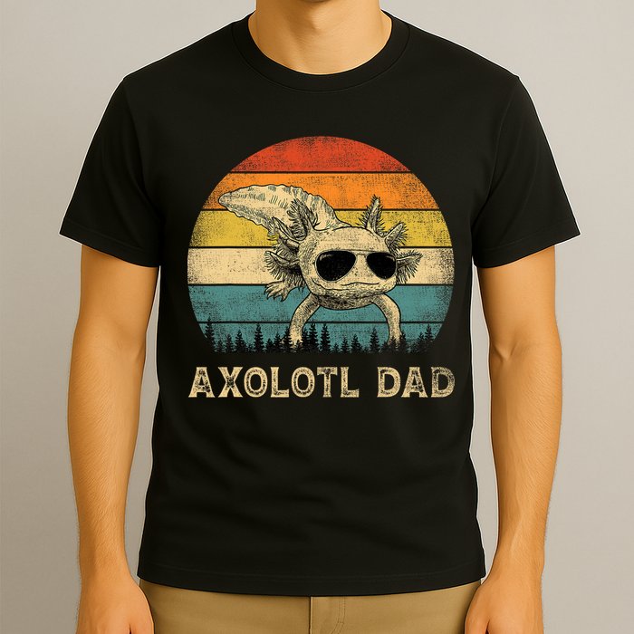 Vintage Axolotl Dad Axolotl Lovers Daddy Father's Day T-Shirt