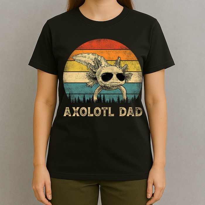 Vintage Axolotl Dad Axolotl Lovers Daddy Father's Day T-Shirt