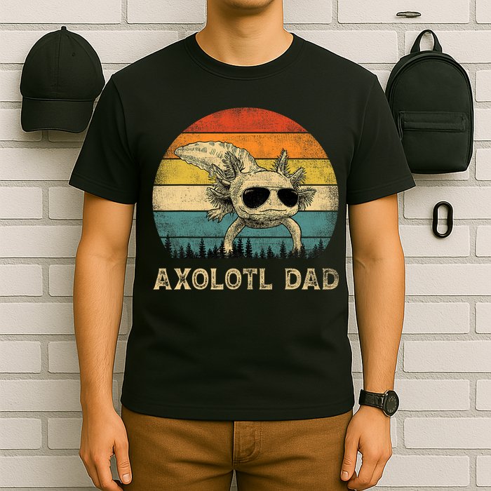 Vintage Axolotl Dad Axolotl Lovers Daddy Father's Day T-Shirt