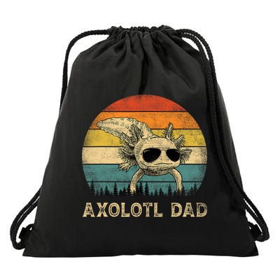 Vintage Axolotl Dad Axolotl Lovers Daddy Father's Day Drawstring Bag