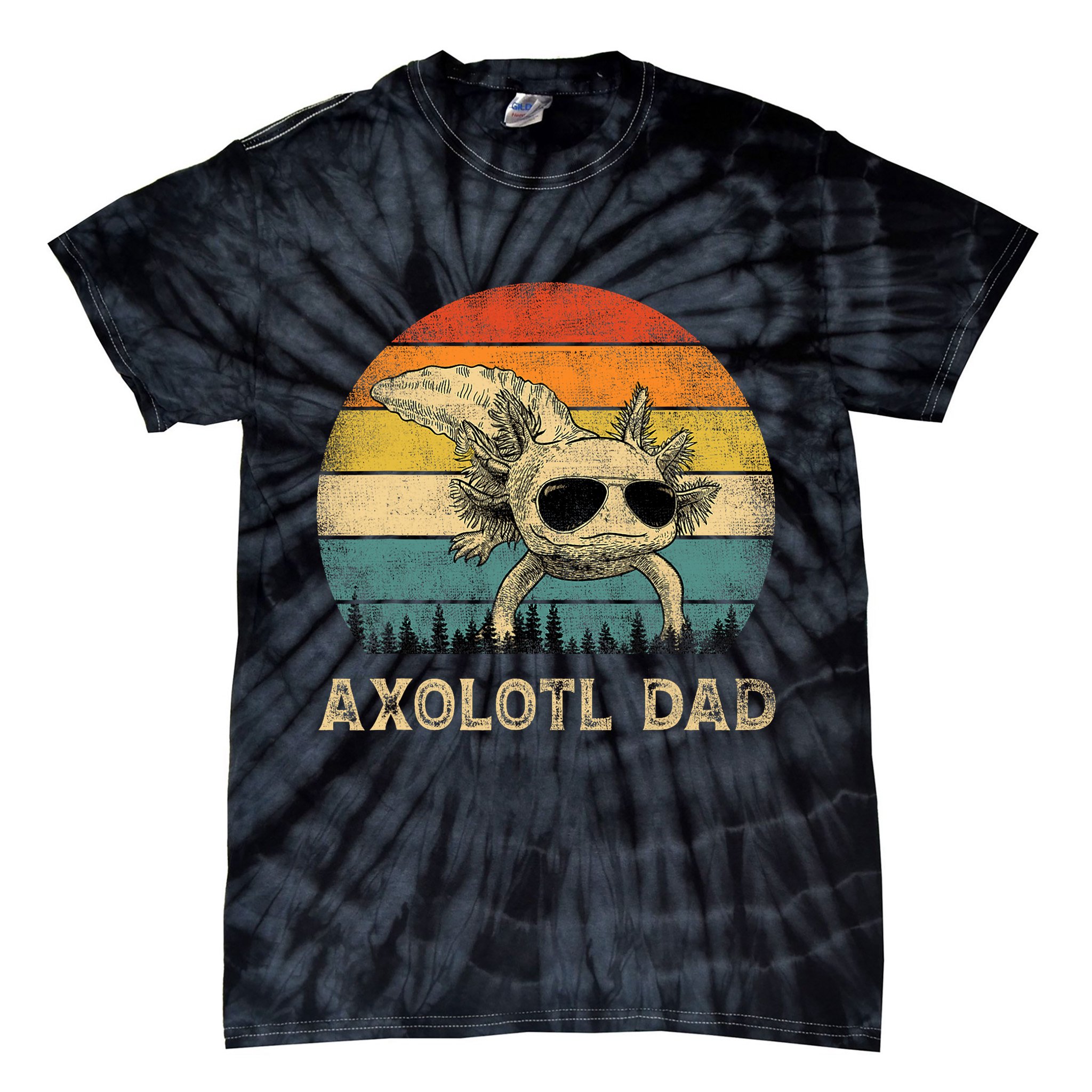 Vintage Axolotl Dad Axolotl Lovers Daddy Father's Day Tie-Dye T-Shirt
