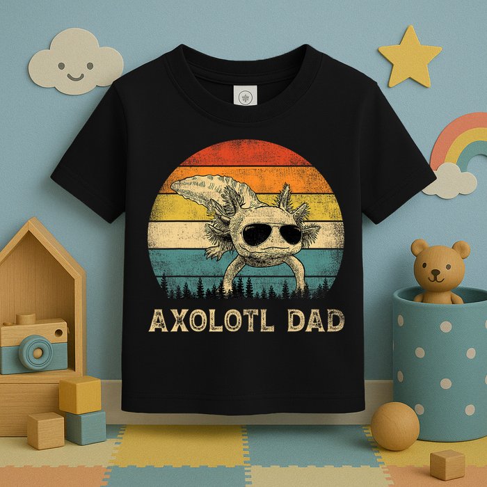Vintage Axolotl Dad Axolotl Lovers Daddy Father's Day Toddler T-Shirt