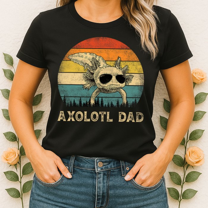 Vintage Axolotl Dad Axolotl Lovers Daddy Father's Day Womens T-Shirt