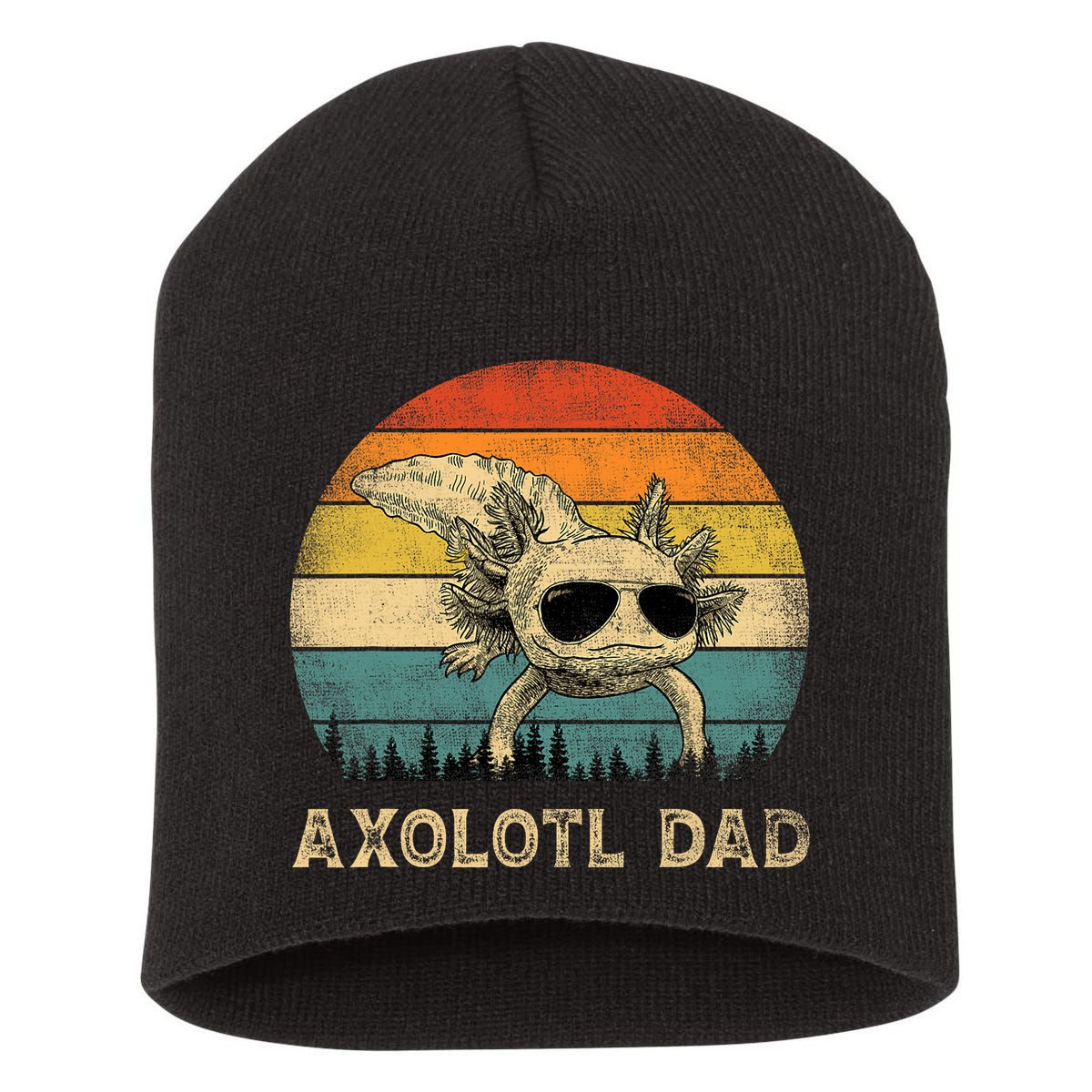 Vintage Axolotl Dad Axolotl Lovers Daddy Father's Day Short Acrylic Beanie