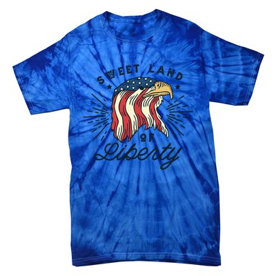 Vintage American Eagle With Sweet Land Of Liberty Usa Lovers Gift Tie-Dye T-Shirt