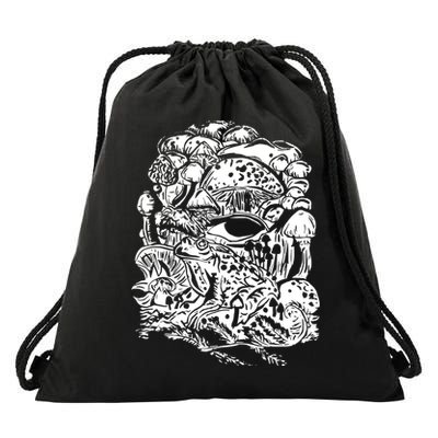 Vintage Aesthetic Frog Mushroom Goblincore Drawstring Bag