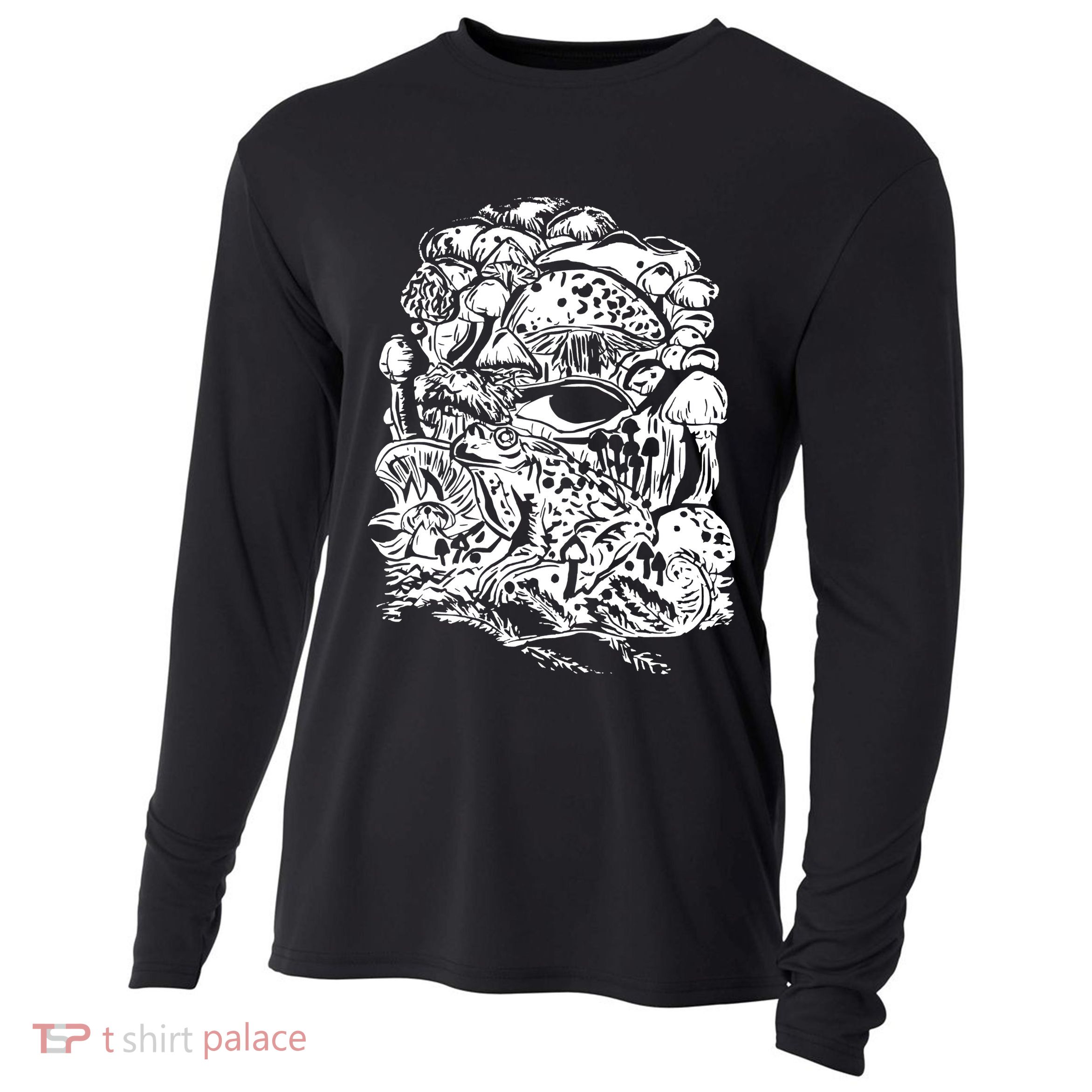 Vintage Aesthetic Frog Mushroom Goblincore Cooling Performance Long Sleeve Crew