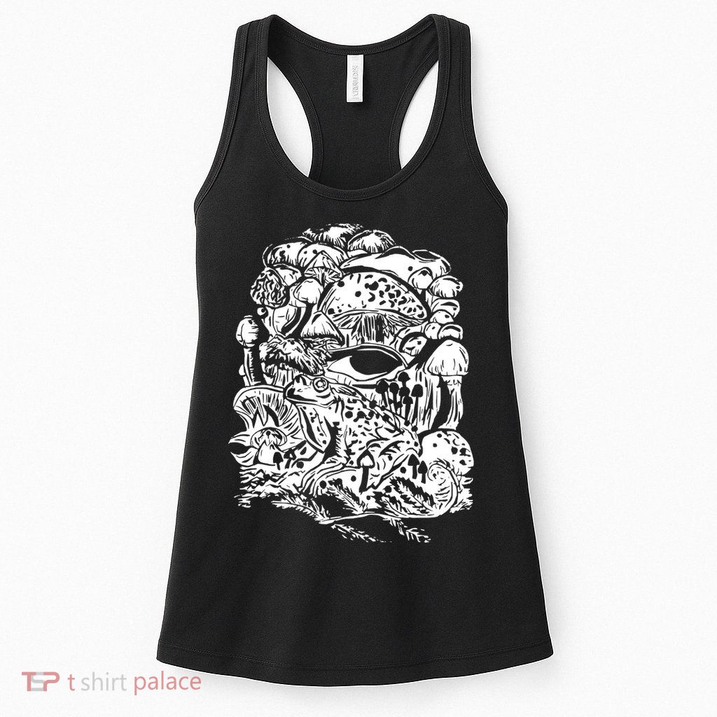 Vintage Aesthetic Frog Mushroom Goblincore Womens Tank Top