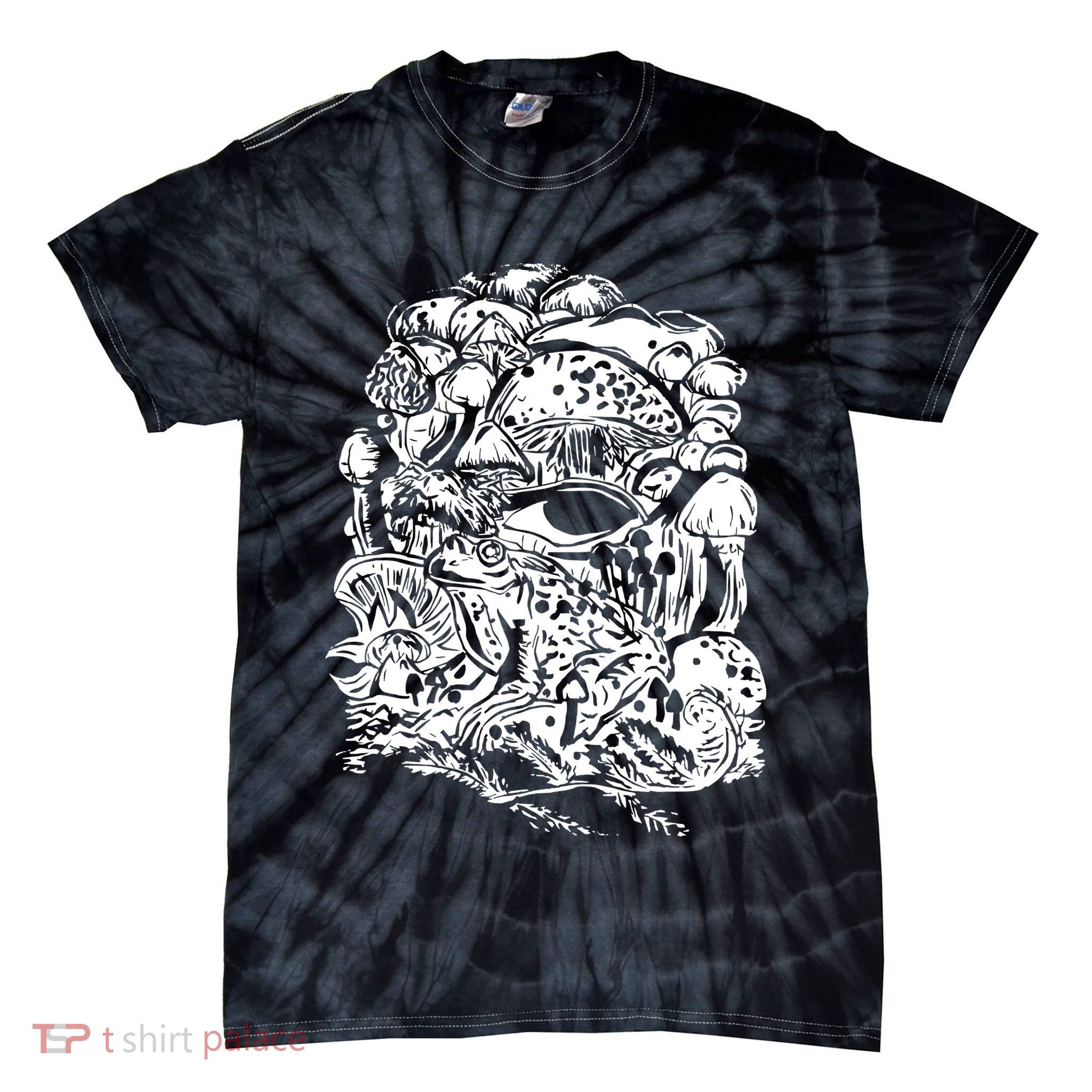Vintage Aesthetic Frog Mushroom Goblincore Tie-Dye T-Shirt