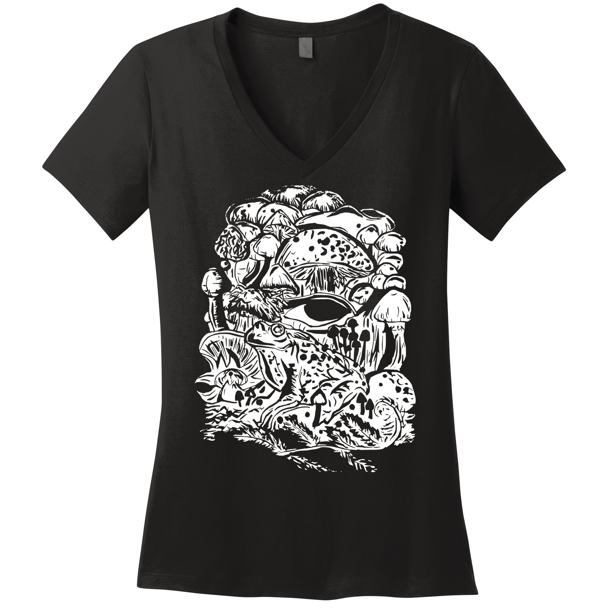 Vintage Aesthetic Frog Mushroom Goblincore Women's V-Neck T-Shirt