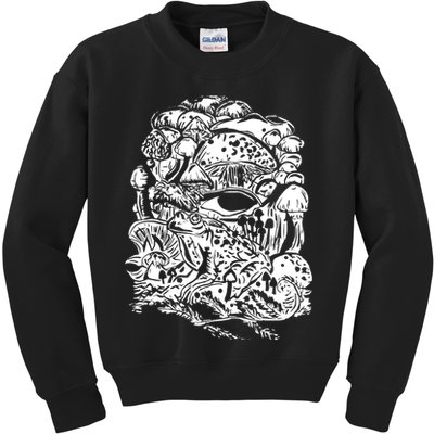 Vintage Aesthetic Frog Mushroom Goblincore Kids Sweatshirt
