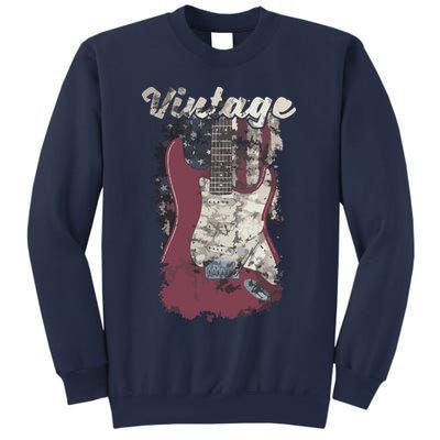 Vintage American Flag Guitar Player Guitarist Gift Sweatshirt