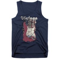 Vintage American Flag Guitar Player Guitarist Gift Tank Top