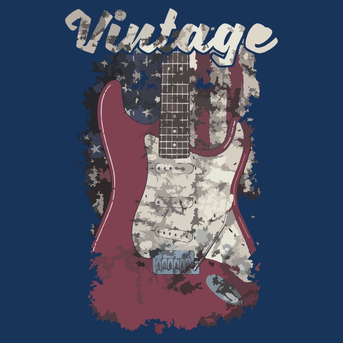 Vintage American Flag Guitar Player Guitarist Gift Womens T-Shirt