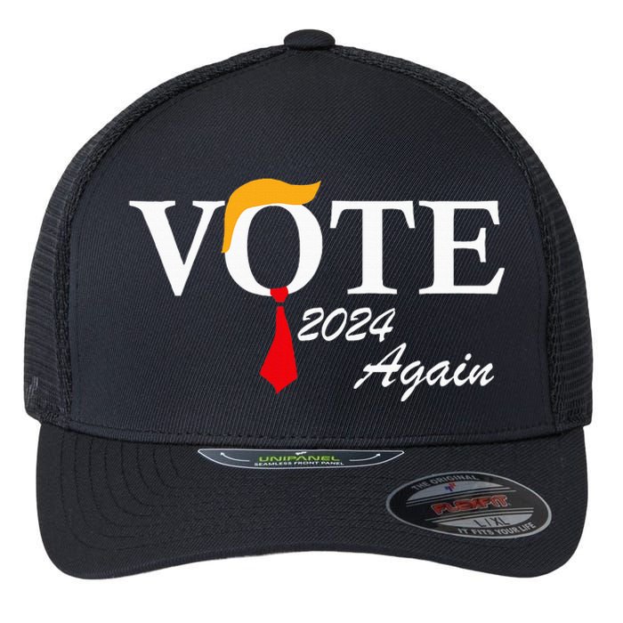 Vote Again Funny Pro President Trump 2024 Trump Flexfit Unipanel Trucker Cap