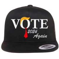 Vote Again Funny Pro President Trump 2024 Trump Flat Bill Trucker Hat