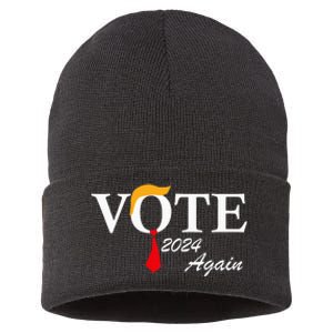 Vote Again Funny Pro President Trump 2024 Trump Sustainable Knit Beanie