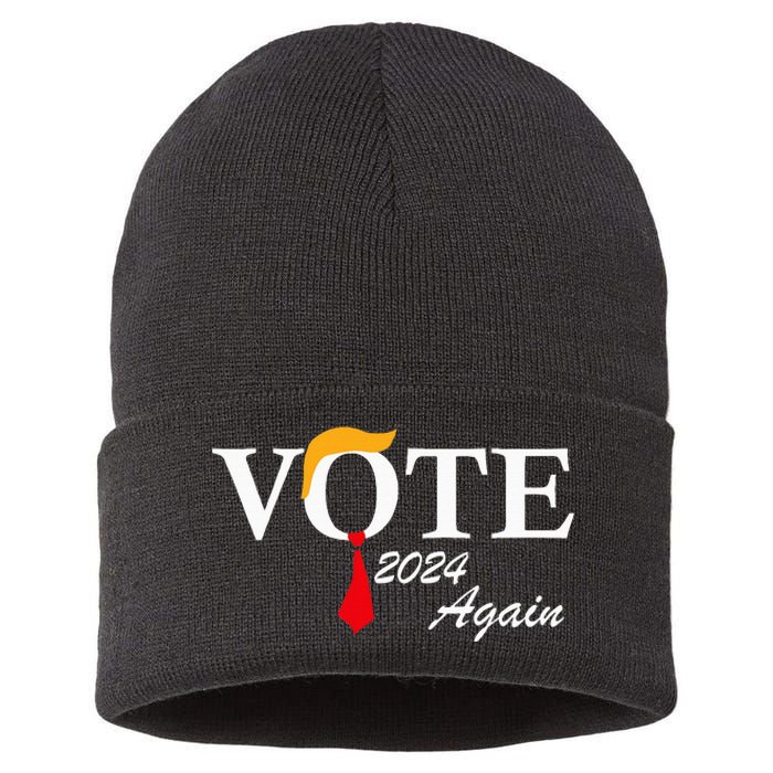 Vote Again Funny Pro President Trump 2024 Trump Sustainable Knit Beanie