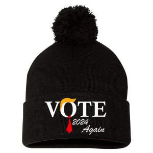 Vote Again Funny Pro President Trump 2024 Trump Pom Pom 12in Knit Beanie