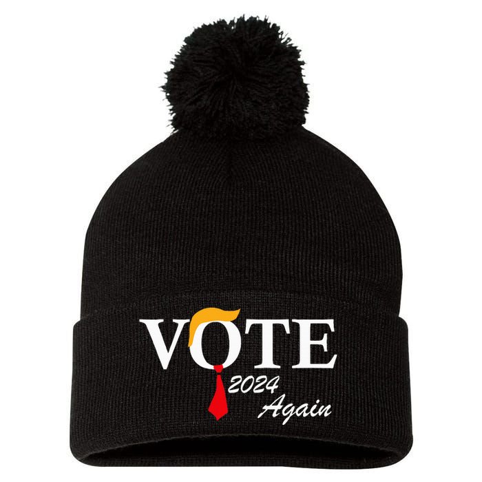 Vote Again Funny Pro President Trump 2024 Trump Pom Pom 12in Knit Beanie