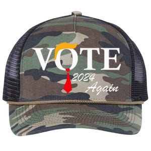 Vote Again Funny Pro President Trump 2024 Trump Retro Rope Trucker Hat Cap