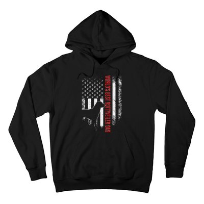 Vintage American Flag World's Best Rottweiler Dad Silhouette Hoodie