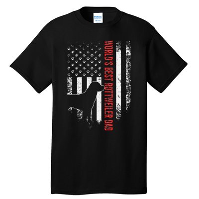 Vintage American Flag World's Best Rottweiler Dad Silhouette Tall T-Shirt