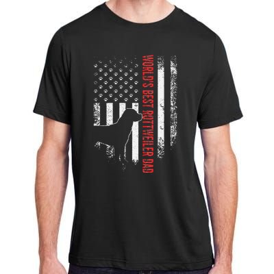 Vintage American Flag World's Best Rottweiler Dad Silhouette Adult ChromaSoft Performance T-Shirt